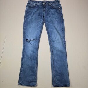 Silver Jeans Co. Aiko Mid Baby Boot Jeans W30 L33 Distressed Blue‎ Denim